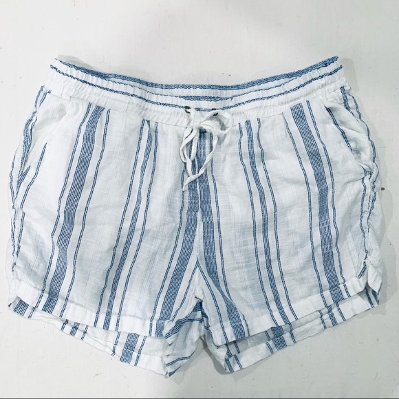H&M White and Blue Striped Women Shorts, Size 12 - Picture 1 of 7